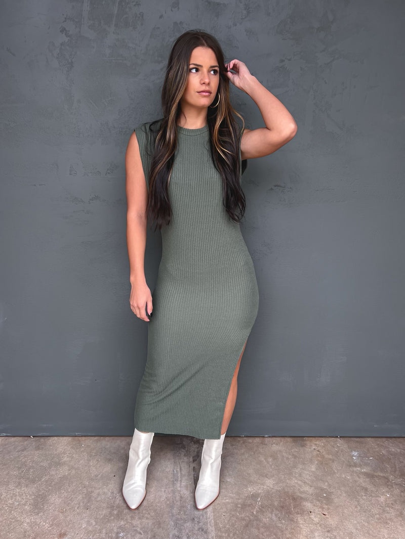 Light Up My World Midi Dress in Olive