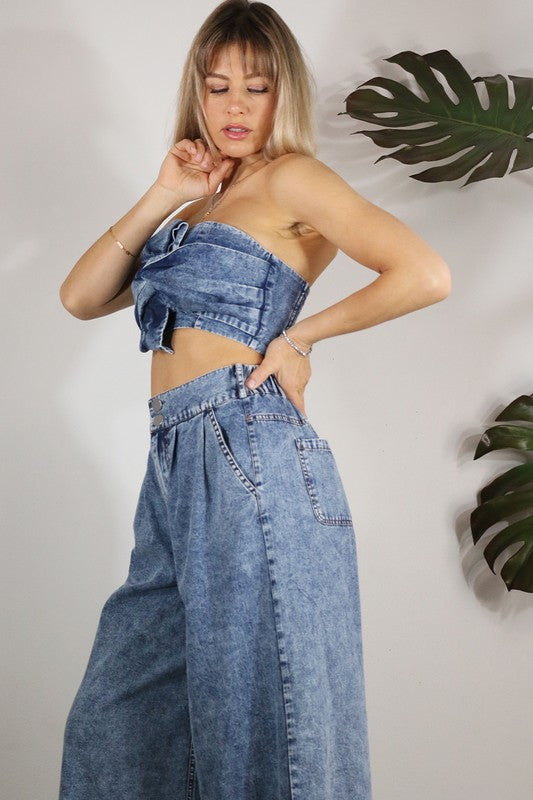 All The Buzz Tube Top in Denim
