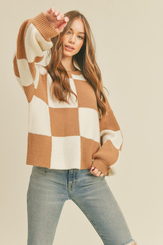 Moment In Time Sweater in Camel/Ivory