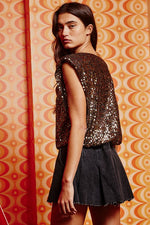 All That Shimmers Top in Black/Gold