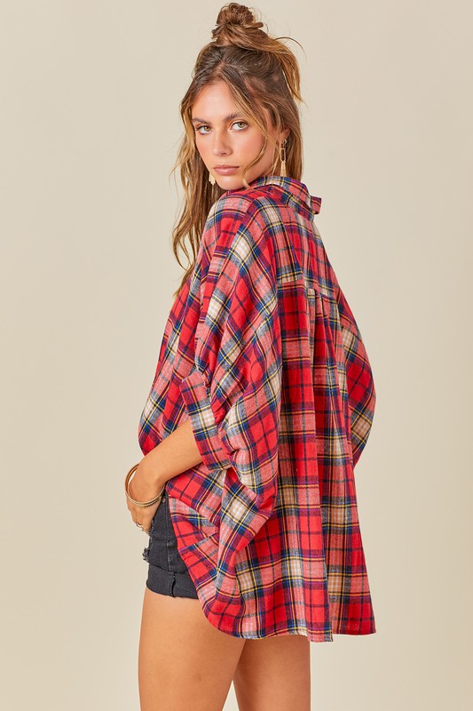 Pick You Flannel Top in Red