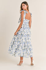 Fancy Seeing You Midi Dress in White/Blue