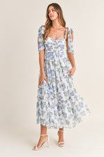 Fancy Seeing You Midi Dress in White/Blue