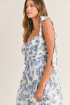 Fancy Seeing You Midi Dress in White/Blue