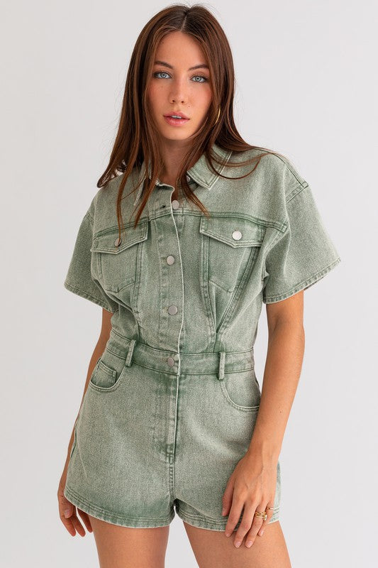 High Stakes Romper in Olive