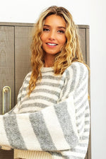 Snuggle Up Sweater in Ivory/Grey