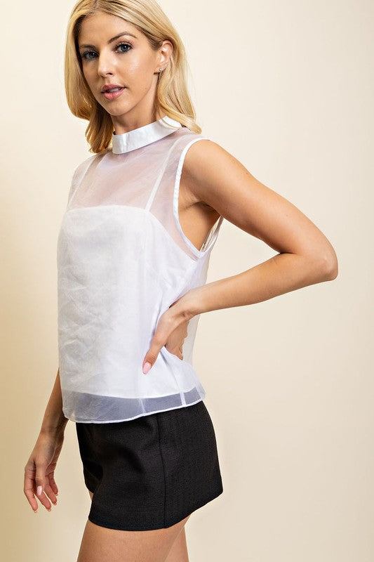 Stay Transparent Tank Top in White
