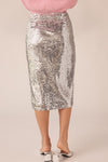 Tis The Season Midi Skirt in Silver