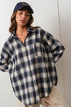 Quick Decision Flannel Top in Navy
