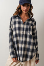 Quick Decision Flannel Top in Navy