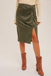 Mixed Emotions Midi Skirt in Olive