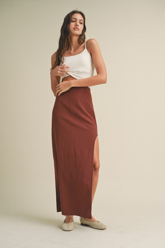 Quick Answer Maxi Skirt in Brown