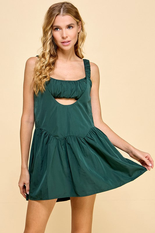 It's A Winner Romper in Hunter Green