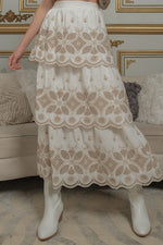 Sweet Symphony Skirt in White/Taupe