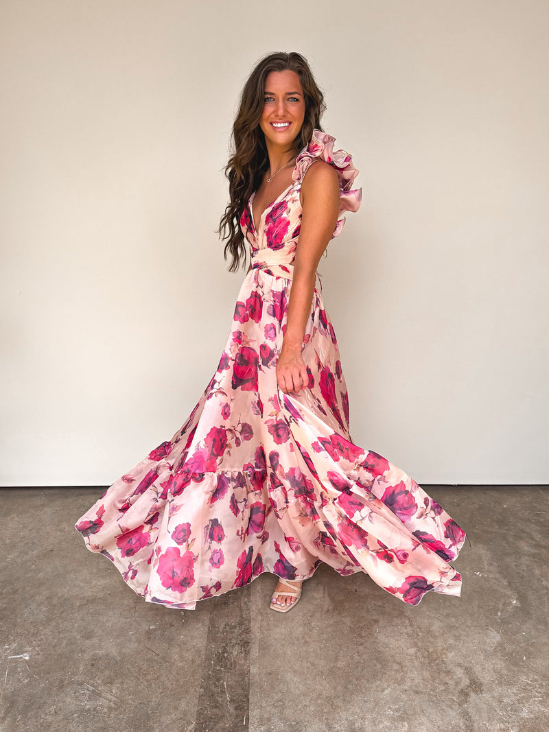 Whimsical Wonders Maxi Dress in Apricot