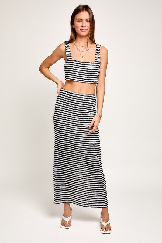 Over and Out Maxi Skirt in White/Black