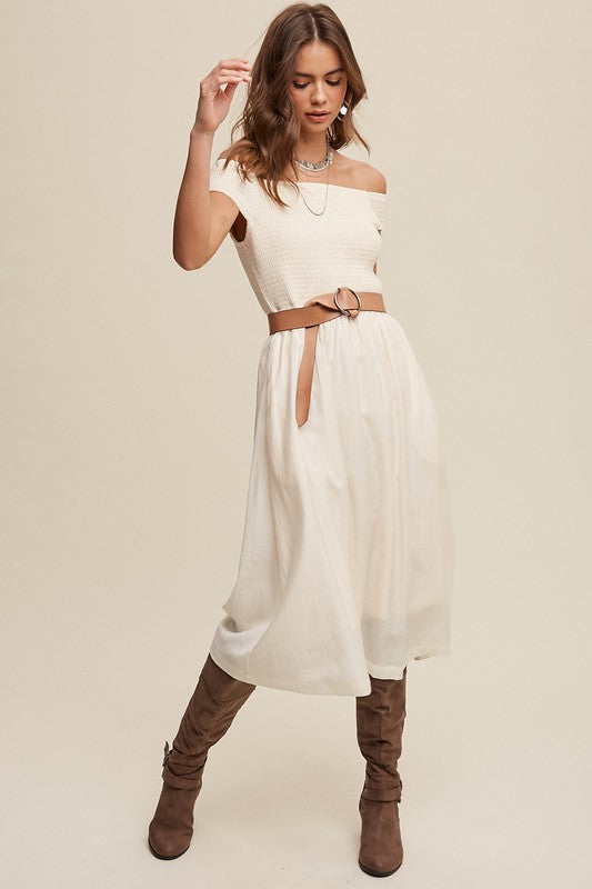 Core Memory Midi Dress in Cream