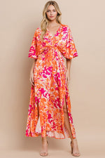 Bali Bound Maxi Dress in Orange/Pink