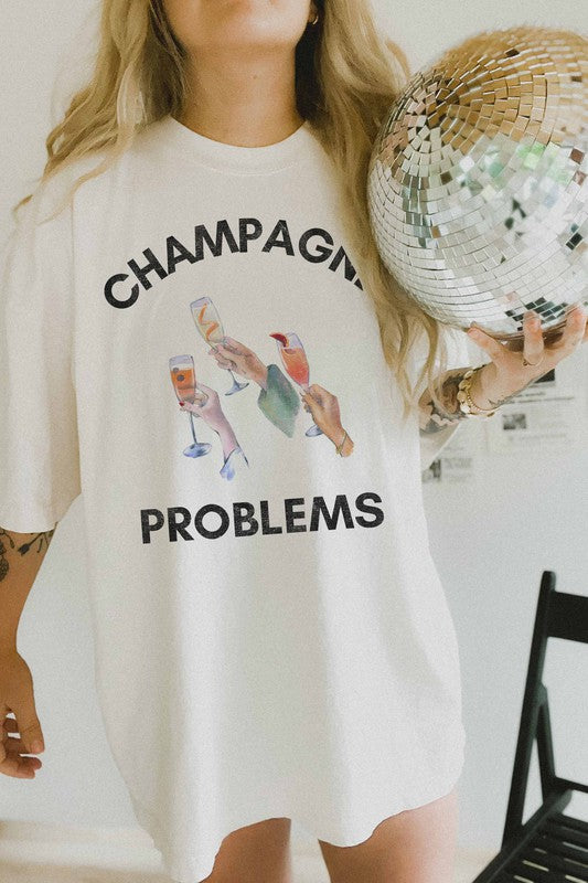 Champagne Problems Graphic Tee in Ivory
