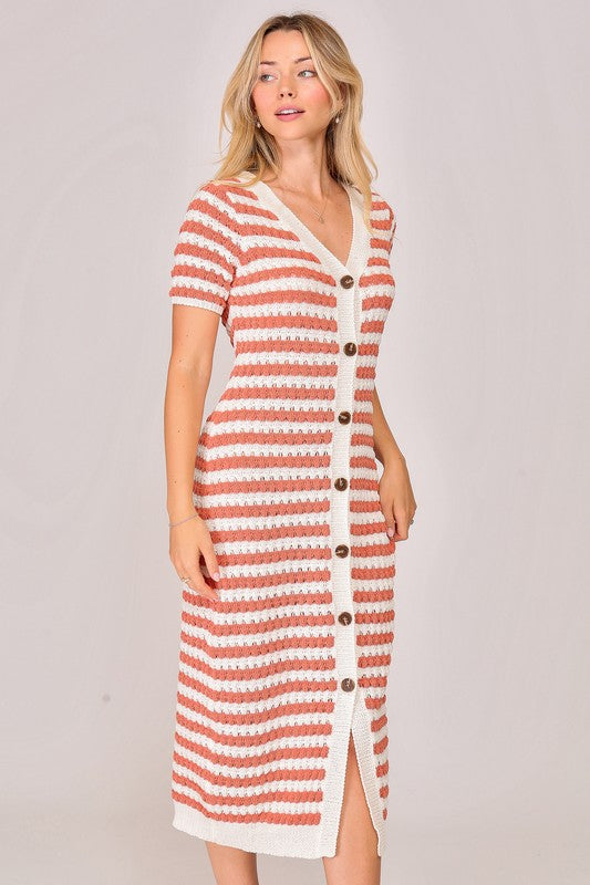 Imagine It Midi Dress in Ivory/Coral