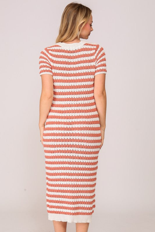 Imagine It Midi Dress in Ivory/Coral