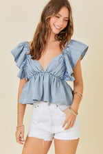 Grace Given Top in Light Denim
