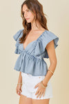 Grace Given Top in Light Denim