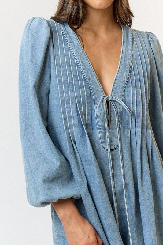 Convey My Love Romper in Denim