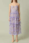 Hours Of Flowers Midi Dress in Purple