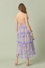 Hours Of Flowers Midi Dress in Purple