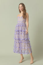 Hours Of Flowers Midi Dress in Purple