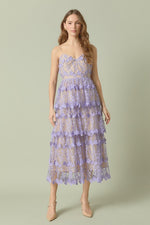 Hours Of Flowers Midi Dress in Purple