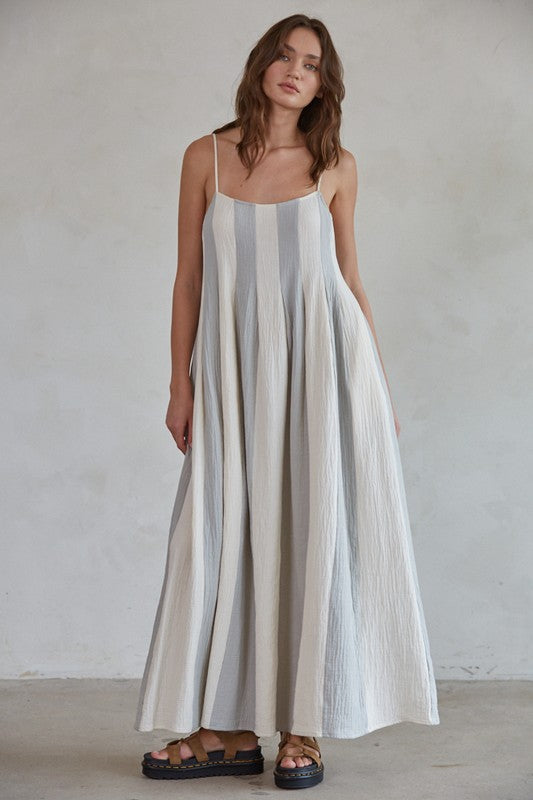 Coasting By Maxi Dress in Blue/Cream