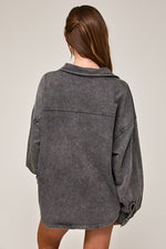 Wide Open Spaces Shacket in Charcoal