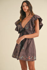 Fall Florals Dress in Dark Purple