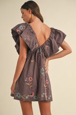 Fall Florals Dress in Dark Purple