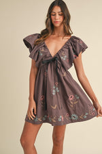 Fall Florals Dress in Dark Purple