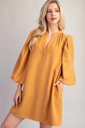 Falling Leaves Dress in Mustard