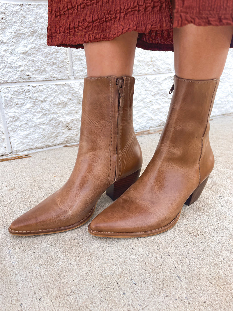 Caty Ankle Bootie in Vintage Tan
