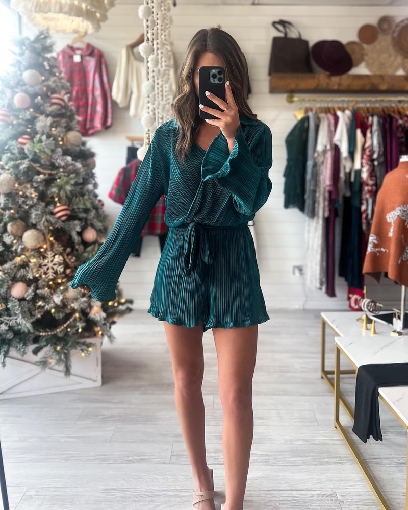 Level Up Romper in Emerald