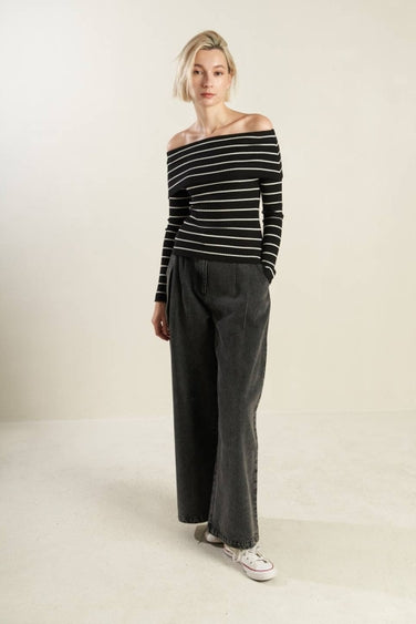 Stripe A Pose Sweater in Black/White