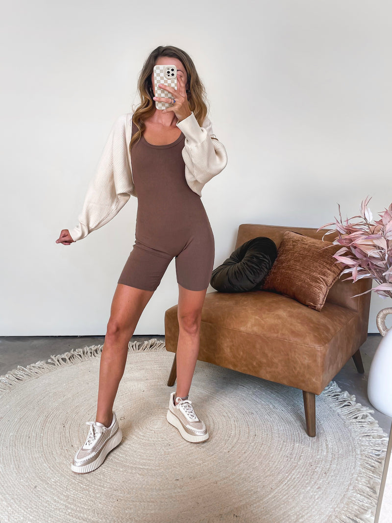 Feeling Elite Onesie Romper in Brown