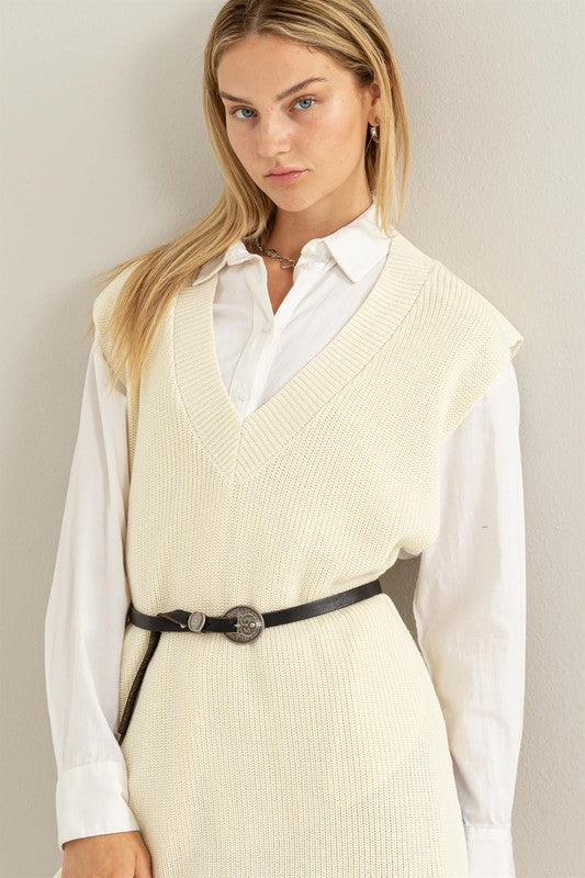 See You Soon Sweater Vest in Cream