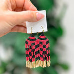 Sic 'Em Tassel Earrings in Red/Black