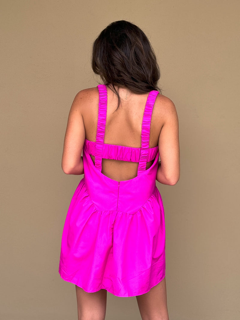 It's A Winner Romper in Fuchsia