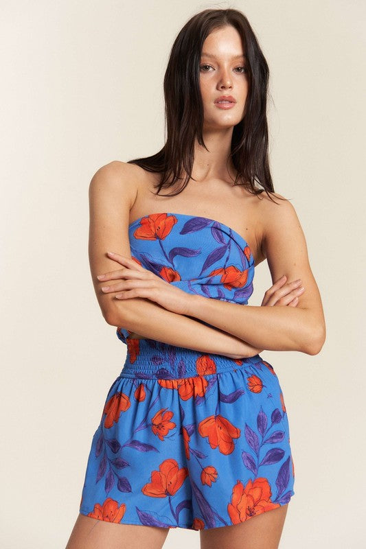 Waves of Summer Tube Top in Blue/Orange