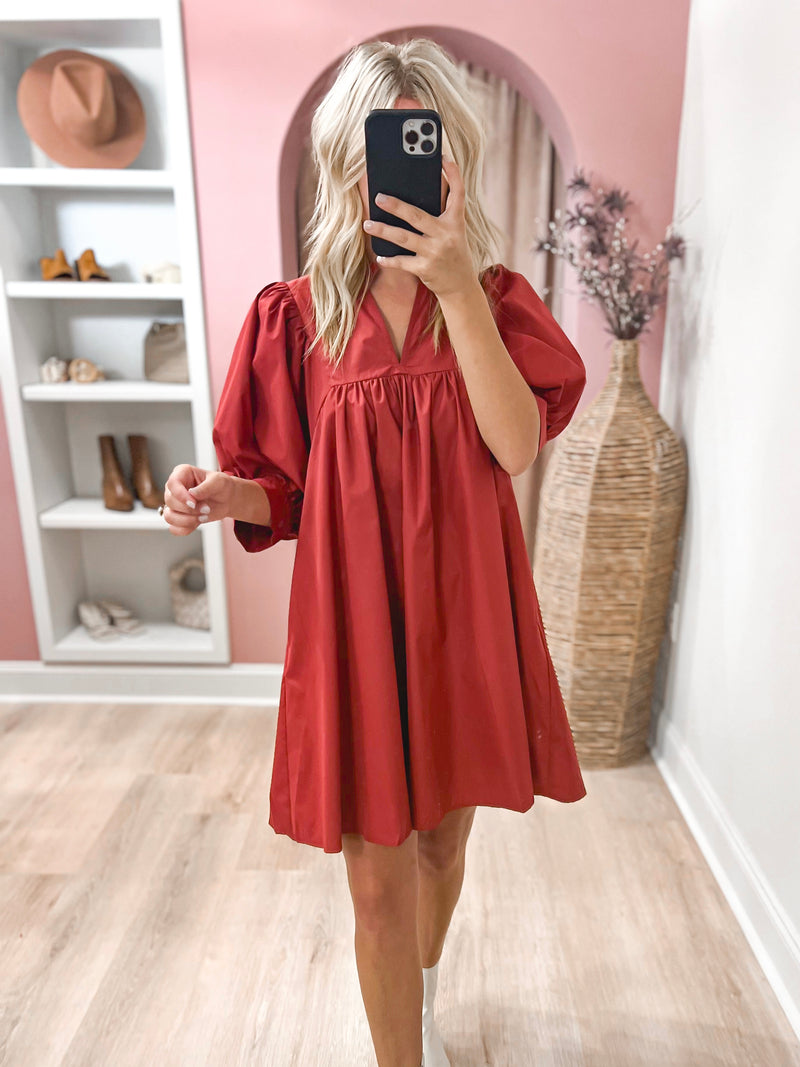 Afternoon Date Dress in Brick