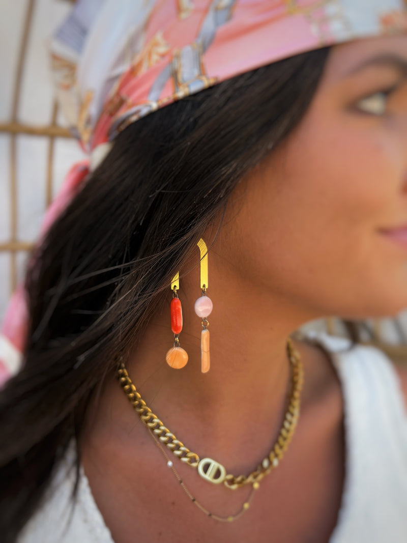 Abstract State Of Mind Earrings in Gold/Multi Color