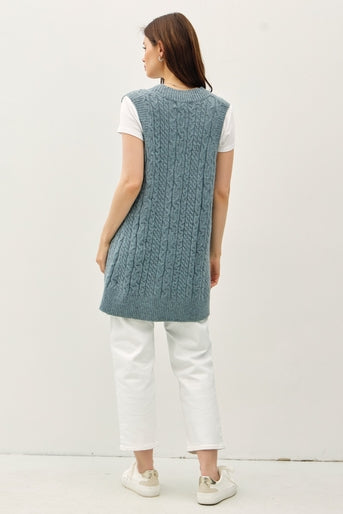 Passing Through Sweater Dress in Grey/Blue