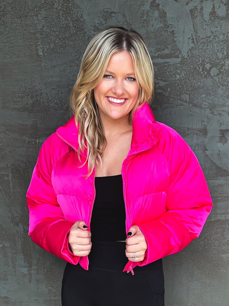 Bold Choice Puffer Jacket in Pink